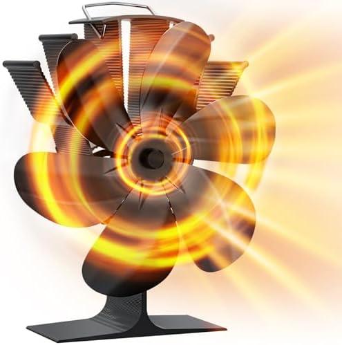 Découvrez le ventilateur poêle à bois 6 pales: économies d&rsquo;énergie, silence absolu et thermomètre intégré pour poêles à bois, cheminées et poêles à granulés!
