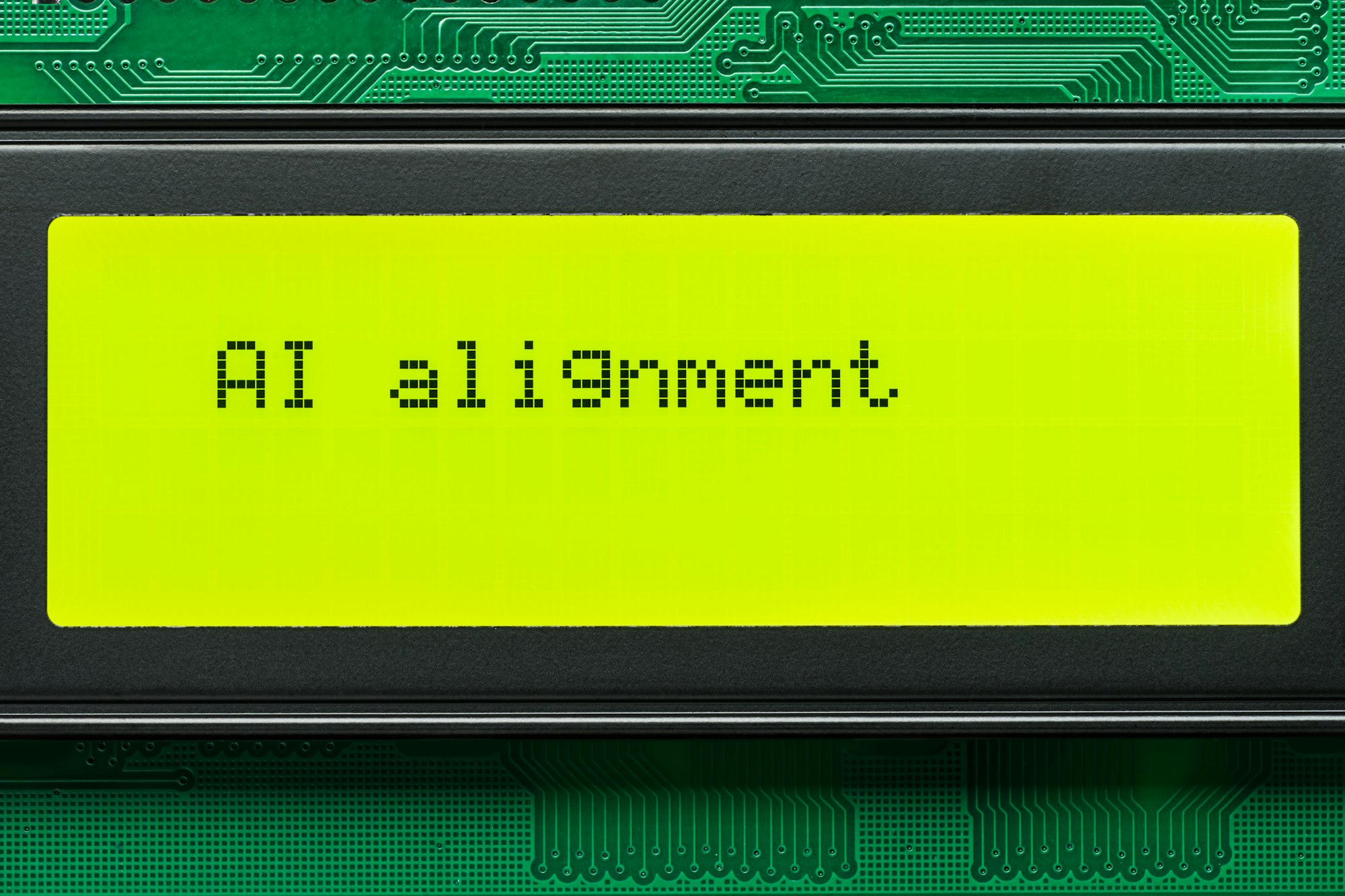 AI alignment text on the green monochrome character display.